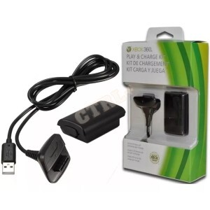 CARREGADOR XBOX 360 C/ BATERIA E CABO USB